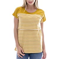 Smallshow Camiseta Enfermería de Manga Corta Camiseta Maternidad Lactancia Top Algodón Premamá Embaraza de Rayas